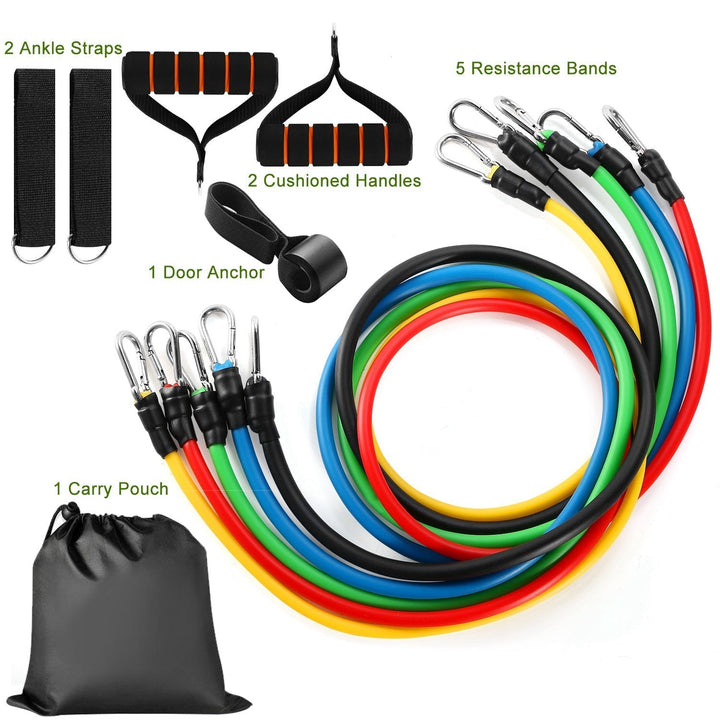 11Pcs Resistance Bands Set with workout tubes