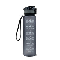 1L Tritan water bottle with time marker Black