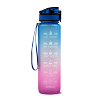 1L sports water bottle with time marker