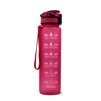 1L Tritan water bottle with time marker Red