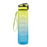 Tritan water bottle with motivational time markers