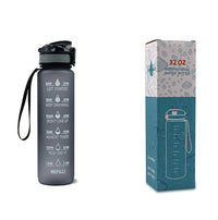 1L motivational water bottle for fitness Black