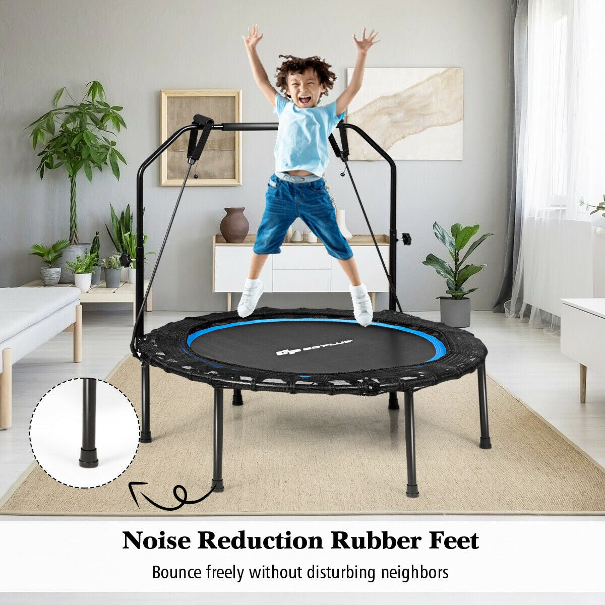 40 inch foldable fitness rebounder with resistance bands