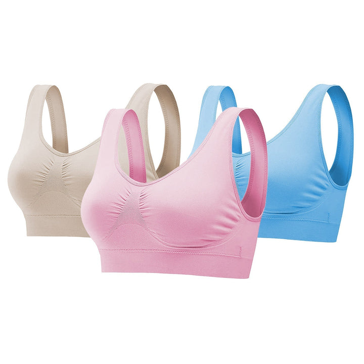 3 Pack Sport Bras For Women Seamless Wire-free Bra Light Support Tank Tops For Fitness Workout Sports Yoga Sleep Wearing - Level Up Fitness Shop