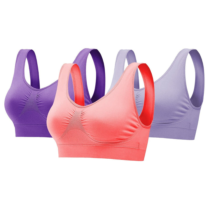 3 Pack Sport Bras For Women Seamless Wire-free Bra Light Support Tank Tops For Fitness Workout Sports Yoga Sleep Wearing - Level Up Fitness Shop