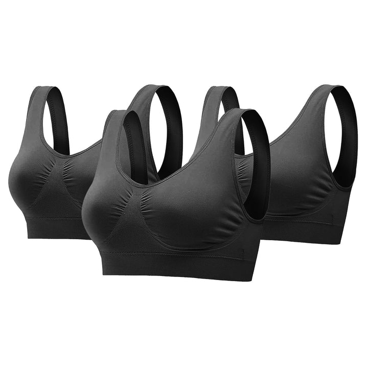 3 Pack Sport Bras For Women Seamless Wire-free Bra Light Support Tank Tops For Fitness Workout Sports Yoga Sleep Wearing - Level Up Fitness Shop