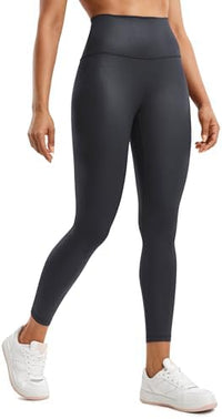 Leather Leggings - CRZ YOGA Butterluxe Matte Faux Leather Leggings for Women 25" - High Waisted Stretch Ankle Leather Pants Pleather Tights