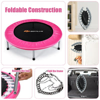 portable pink trampoline for indoor fitness and recreation