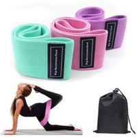 Pilates Resistance Bands Set - 3 piece set in green, pink and purple with carry bag