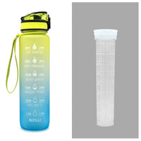 1L motivational water bottle for fitness Yellow & Blue