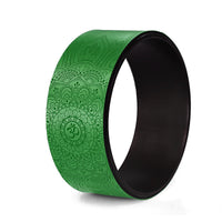 green PU yoga wheel for Pilates and balance exercises