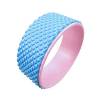 blue and pink textured yoga massage wheel