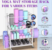 Multi-purpose fitness equipment storage rack