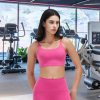 Women Strap Sport Bras Padded StrappyÊCrop Square Neck Low Impact Bras SexyÊFitnessÊTank Tops with Removable Pads Flat Straps for Gym Yoga Workout Run