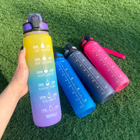 Tritan sports water bottle with time markings