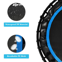 Rebounder trampoline with resistance bands for workouts