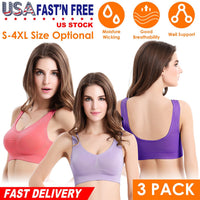 3 Pack Sport Bras For Women Seamless Wire-free Bra Light Support Tank Tops For Fitness Workout Sports Yoga Sleep Wearing