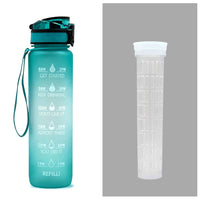 1L motivational water bottle for fitness Blue