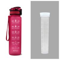 1L motivational water bottle for fitness Red