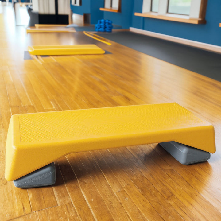 Aerobics Step Platform Height-Adjustable Fitness Equipment Stepper Trainer Exercise Step Platform Sliding Lifting Pad Yellow