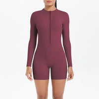 Women's Yoga Jumpsuits Sports Fitness Backless Half Zipper Peach Hip-Lifting Naked Feel Gym Running Workout One-Piece Bodysuits