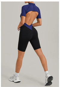 Women's Seamless Yoga Jumpsuit Sports Workout Running Hip-lifting Slim Fit Shorts One-Piece Training Fitness Gym Bodysuit