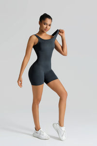 Shaping yoga Women's sleeveless square neck ribbed yoga leggings set Suitable for yoga and fitness