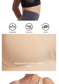 Sports Bra Women Hollow Mesh Gym Jogging Crop Top Female More Size Tops Yoga Fitness Vest Sujetador Push Up Sport Bras for Women