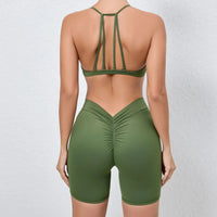 Women's 2-Piece Yoga Sets High Waist Seamless Shorts  Hip-Lifting & Backless Gym Leggings Quick Dry Workout Fitness Suits