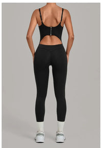 Women's Seamless Yoga Jumpsuits Sports Gym Fitness Backless Sleeveless Hip-lifting Pants One-piece Training Workout Bodysuits