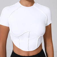 No Padded Women Yoga Sport T Shirts Fitness Clothes Short Sleeve Yoga Shirt Gym Top Running Active Wear Sport Tops