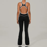 Sexy Backless Bodysuit Women's Set Tracksuits Fitness Sports Jumpsuit Yoga One-piece Suit Flared Pant Fast Dry Workout Clothes