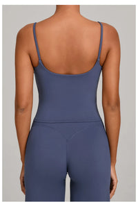 GYM Tank Top With Built In Bra women's Yoga clothing running Square Neck fitness vest beautiful back sports Workout