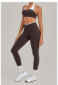 Women's Seamless Yoga Sets Sports Fitness Sleeveless Vest Hip-lifting Slim Fit Pants Suits Workout Gym Training Running Sets