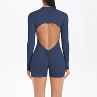 Women's Yoga Jumpsuits Sports Fitness Backless Half Zipper Peach Hip-Lifting Naked Feel Gym Running Workout One-Piece Bodysuits