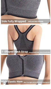 Sports Bra Women Front Zipper More Size Crop Tops Female Gym Jogging Yoga Fitness Shockproof Vest Bralette Sport Bras for Women