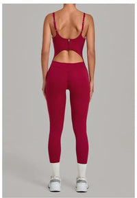 Women's Seamless Yoga Jumpsuits Sports Gym Fitness Backless Sleeveless Hip-lifting Pants One-piece Training Workout Bodysuits