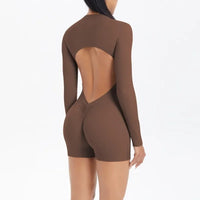 Women's Yoga Jumpsuits Sports Fitness Backless Half Zipper Peach Hip-Lifting Naked Feel Gym Running Workout One-Piece Bodysuits