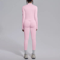 Women's Seamless Yoga Sets Sports Fitness Zipper Long-Sleeve Jacket Slim-fit Hip Lift Pants Suits Workout Training Gym Sets