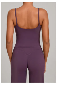GYM Tank Top With Built In Bra women's Yoga clothing running Square Neck fitness vest beautiful back sports Workout