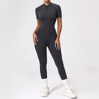 With Zipper Hollow Back Yoga Jumpsuit Sportswear Women Gym Clothes Running Fitness Yoga Backless Bodysuit