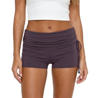 Women Workout Shorts High Waist Foldover Drawstring Bodycon Shorts for Gym Fitness Running Sporty Daily Casual Short Pants