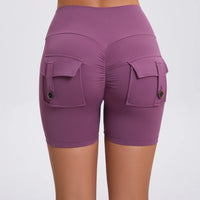 Peach Butt Fitness Shorts Women's Exercise Three-Quarter Pants Cargo Air Dry Pocket Yoga Tight Lift Summer