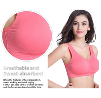 Female model wearing seamless sports bra