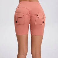 Peach Butt Fitness Shorts Women's Exercise Three-Quarter Pants Cargo Air Dry Pocket Yoga Tight Lift Summer