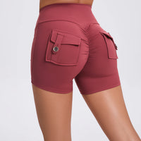 Peach Butt Fitness Shorts Women's Exercise Three-Quarter Pants Cargo Air Dry Pocket Yoga Tight Lift Summer