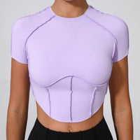 No Padded Women Yoga Sport T Shirts Fitness Clothes Short Sleeve Yoga Shirt Gym Top Running Active Wear Sport Tops