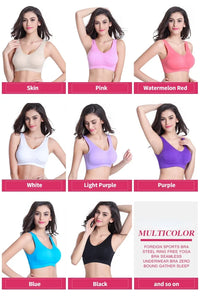 Seamless sports bra on female model