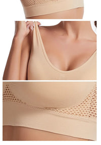 Sports Bra Women Hollow Mesh Gym Jogging Crop Top Female More Size Tops Yoga Fitness Vest Sujetador Push Up Sport Bras for Women