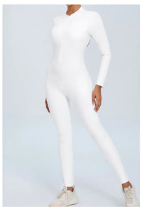 Women Sportwear Yoga Jumpsuit Zip Long Sleeve Back Open Outfit Fitness Tracksuit Tight One-piece Gym Overalls Sports Bodysuit
